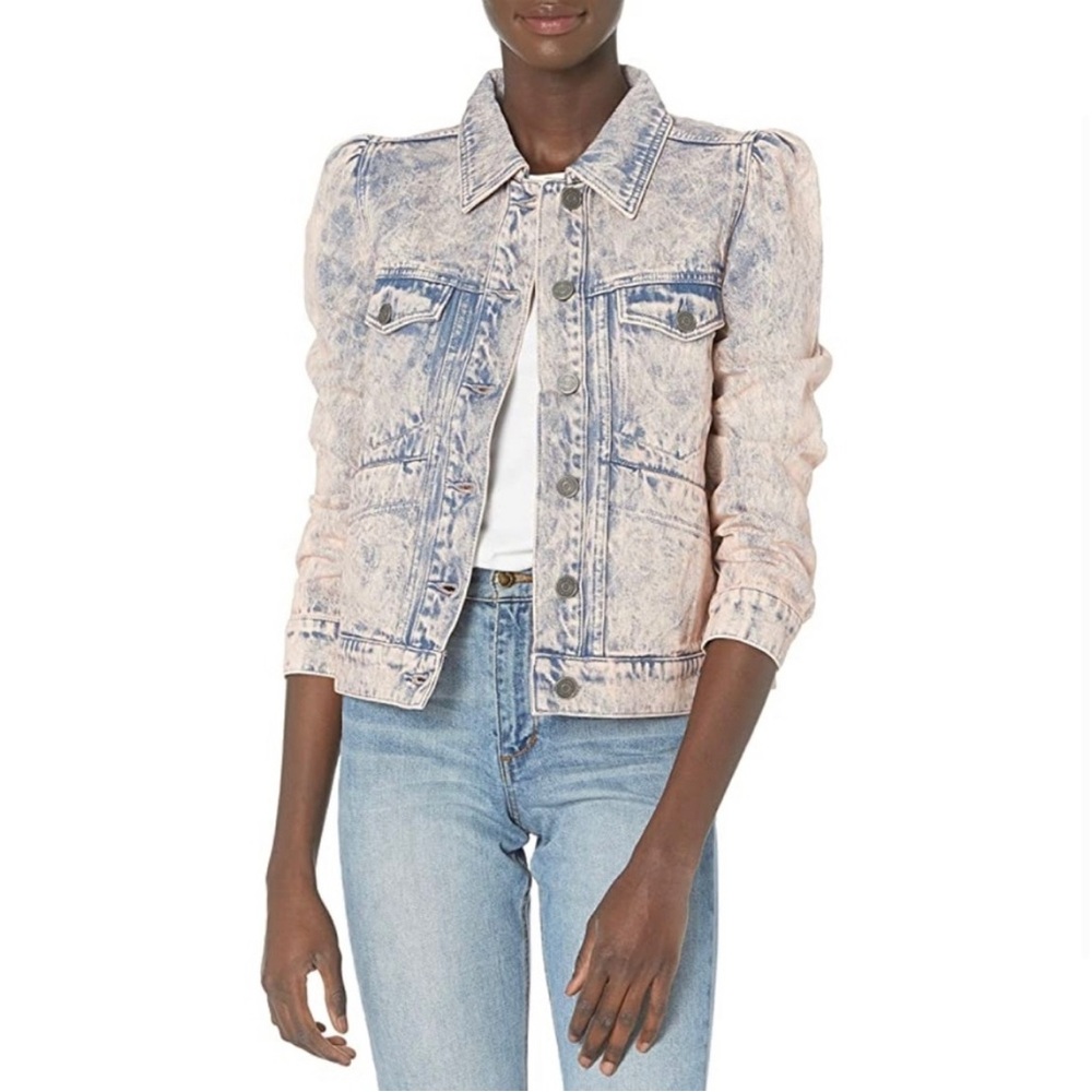 Joie Acid-Wash Light Blue & Pale Pink Jean Jacket